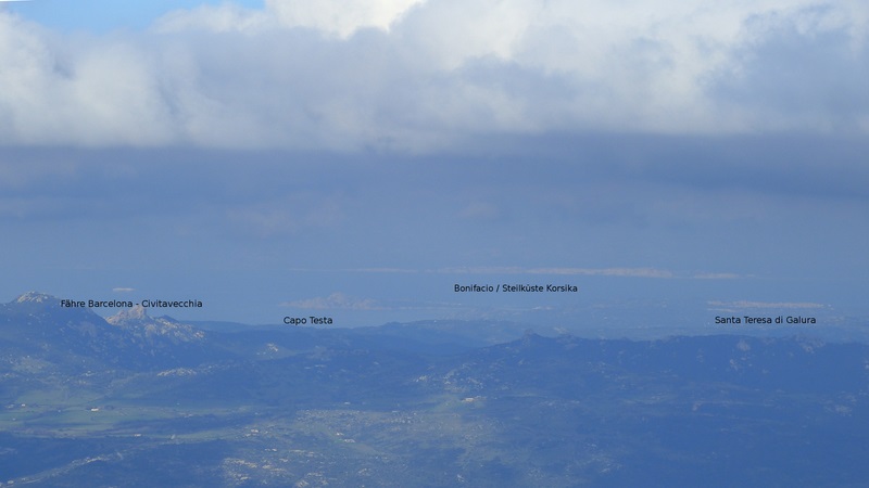 Blick von Monte Limbara auf Korsika